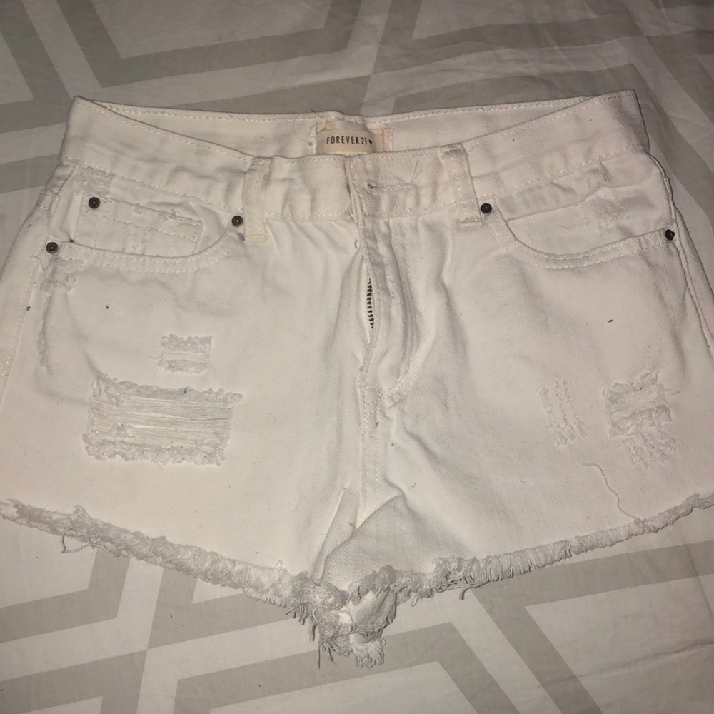 White jean shorts